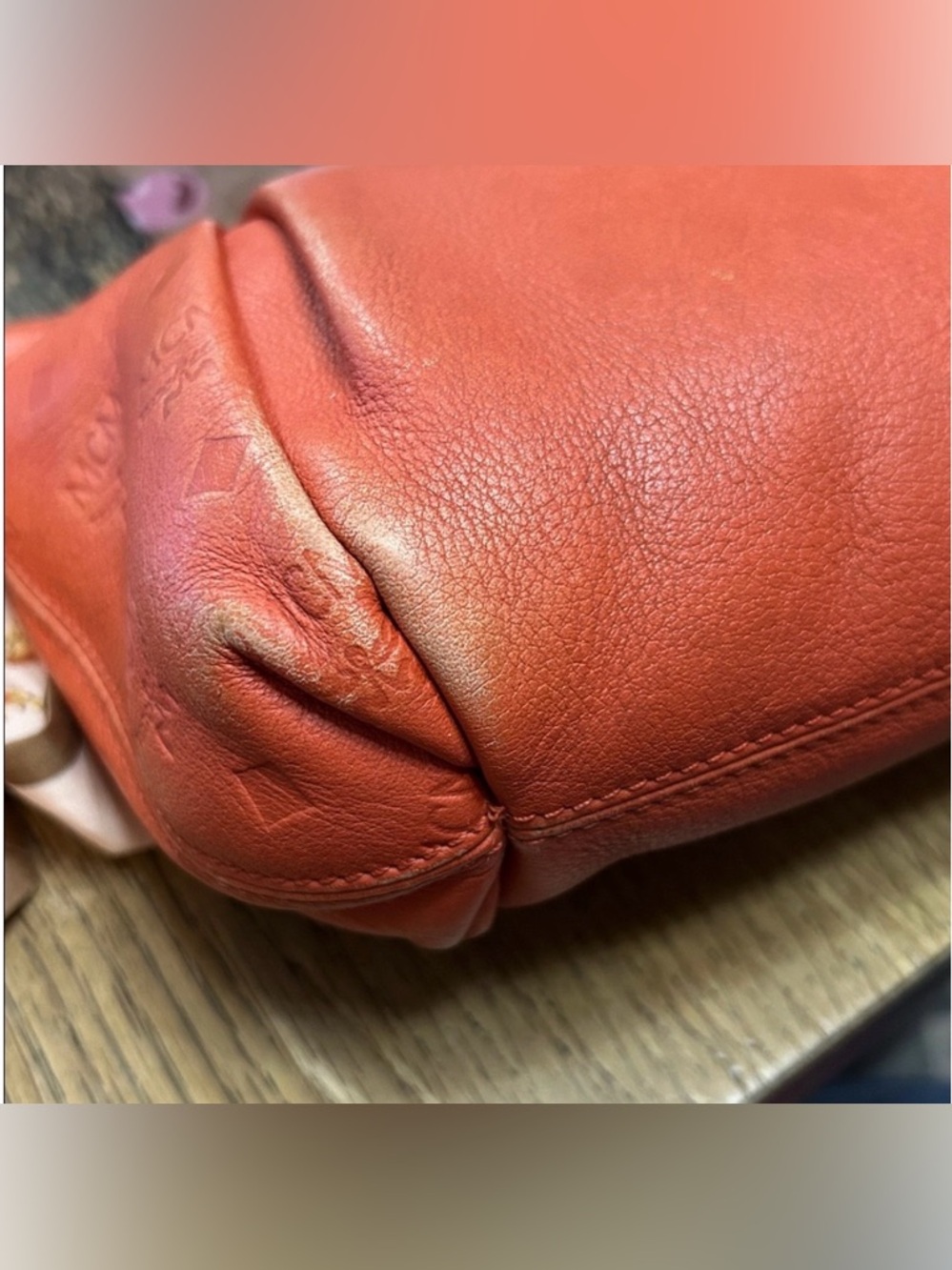 MCM Logo-Lined Zip Top Shoulder Bag EUC!!! - Picture 9 of 13